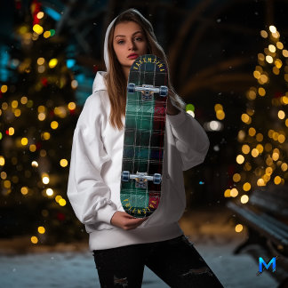Elegant Tartan med Festive Grönt och Red Play Mini Skateboard Bräda 18,5 Cm