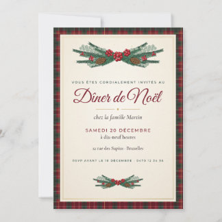 Elegant Tartan Plaid Christmas Dinner Party Invita Inbjudningar