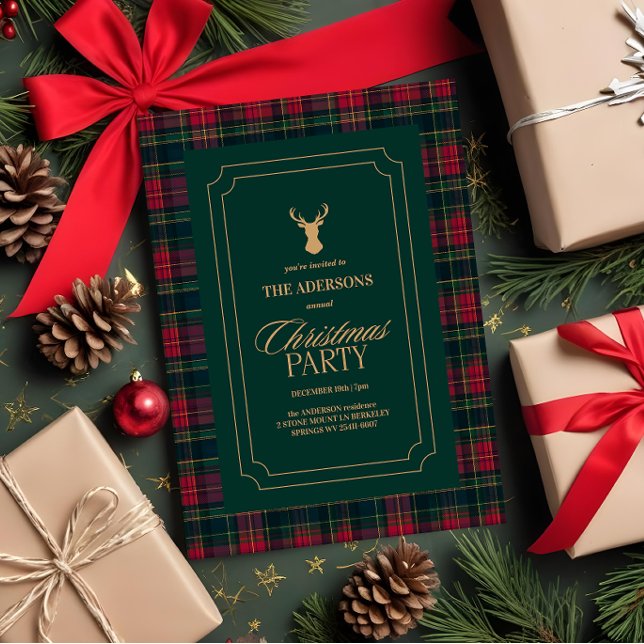 Elegant Tartan Plaid Christmas Party Invitation Inbjudningar (Skapare uppladdad)