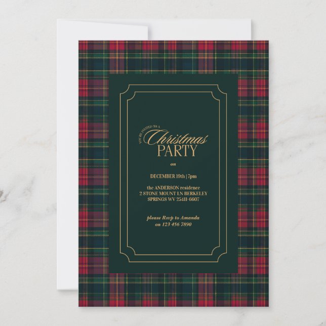 Elegant Tartan Plaid Family Photo Christmas Julkort (Framsida)