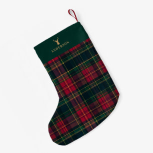 Elegant Tartan-rutig God Jul Familjenamn Liten Julstrumpa