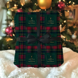 Elegant Tartan Rutig God Jul Familjenamn Presentpapper