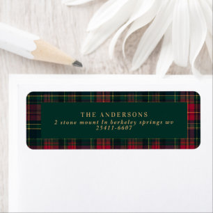 Elegant Tartan Rutig Jul Familj elegant jul Returadress Etikett