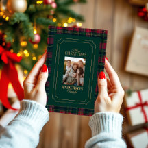 Elegant Tartan Rutig Jul Familjefoto