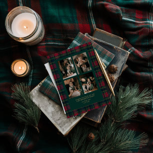 Elegant Tartan Rutig Jul Familjefoto Julkort