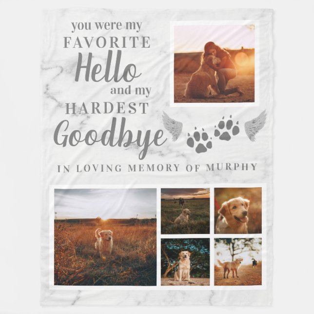 Elegant Tass avtryck Personlig Pet Memorial Photo Fleecefilt (Framsidan)