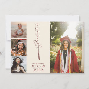 Elegant Tassel Photo Studenten annons Inbjudningar