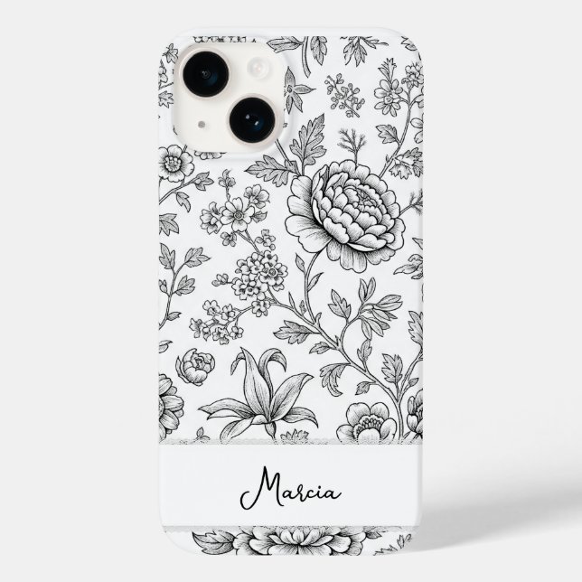 Elegant Tasteful Personalized Floral Drawing (Baksida)