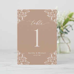 Elegant Taupe Beige 5x7 Bordsnumren Bröllop Inbjudningar