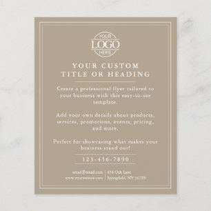 Elegant Taupe Beige Business Logotyp Marknadsförin Flygblad