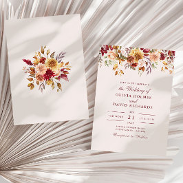Elegant Taupe Blommig Bröllop Minimalt Neutralt Inbjudningar