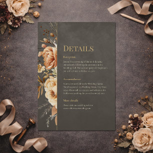Elegant Taupe Blommig Bröllopsdetaljkort Inbjudningar