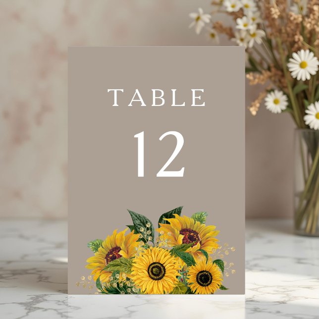 Elegant Taupe Blommigt Bröllop Bordsnummer (Elegant Taupe Floral Wedding Table Number)