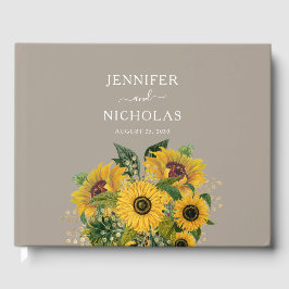 Elegant Taupe Blommigt Bröllop Gästböcker