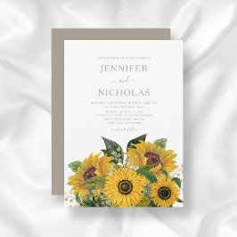 Elegant Taupe Blommigt Bröllop Inbjudningar