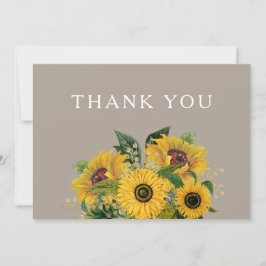 Elegant Taupe Blommigt Bröllop Tack Kort