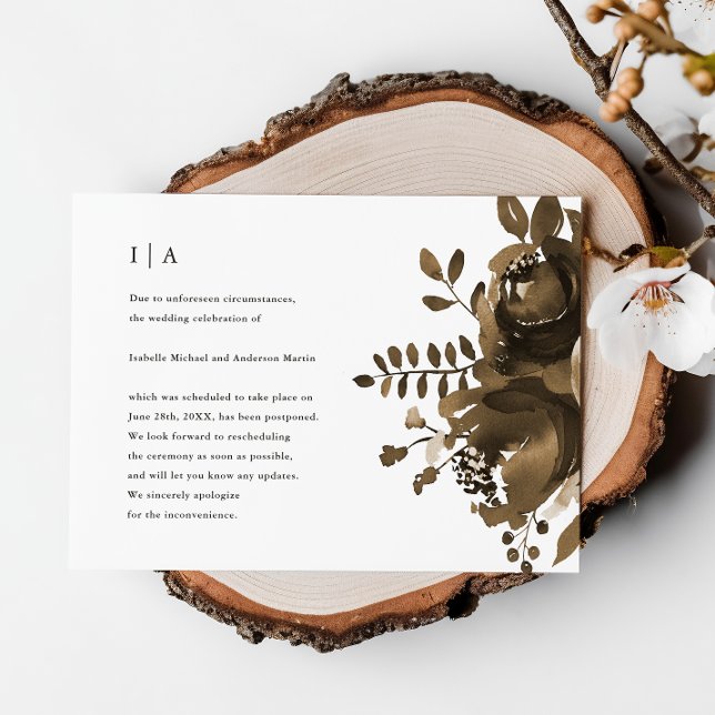 Elegant Taupe Blommigt Bröllop uppskjutning Meddelande (Skapare uppladdad)