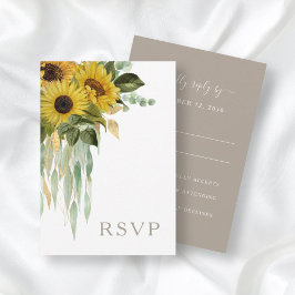 Elegant Taupe Blommigt Solblommor Reception OSA Kort