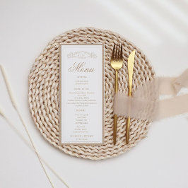 Elegant Taupe botaniskt vapensköld monogram bröllo Meny