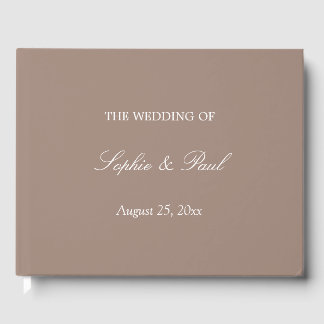 Elegant Taupe Bröllop Guest Bok