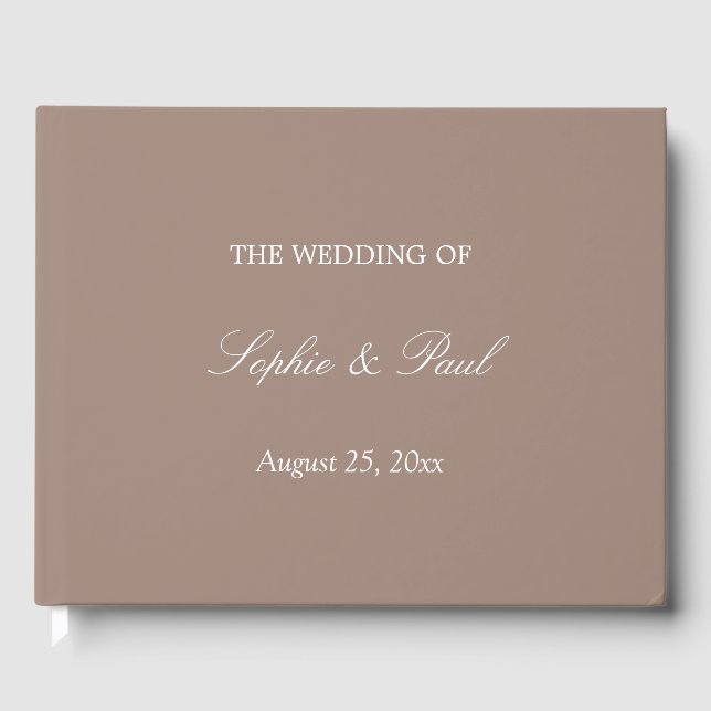 Elegant Taupe Bröllop Guest Bok (Framsida)