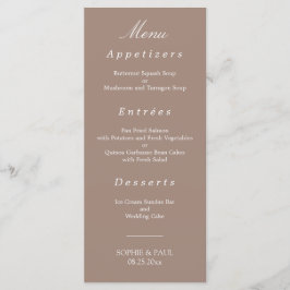 Elegant Taupe Bröllop Menu Meny