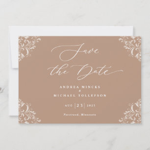 Elegant Taupe Bröllop spara datum-kort Datumet