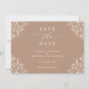 Elegant Taupe Bröllop spara datum-kort Datumet