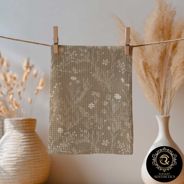 Elegant Taupe Brown Botanicals Kitchen Towel Kökshandduk (Skapare uppladdad)