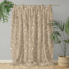 Elegant Taupe Brun Blommig Fleecefilt