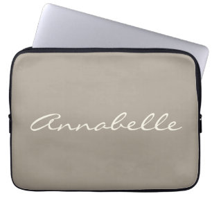 Elegant Taupe Brun Handskriven Namn Anpassning Laptop Fodral