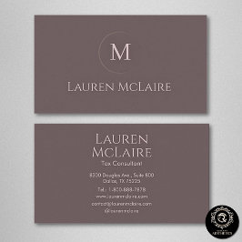 Elegant Taupe Circle Monogram Visitkort