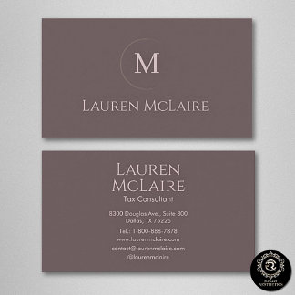Elegant Taupe Cirkelmonogram Visitkort