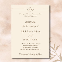 Elegant Taupe Cream Bible Verse Christian Wedding  Inbjudningar