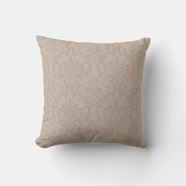 Elegant Taupe-damask kastkudde Kudde (Framsida)
