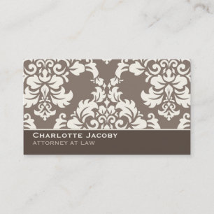Elegant Taupe Damask Professionell Affärskort Visitkort