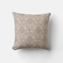Elegant Taupe-damaskdesign 4 Kastkudde Kudde