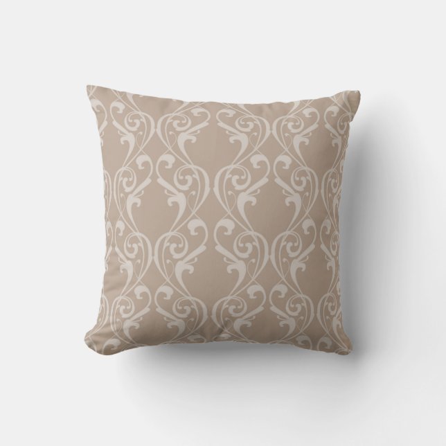 Elegant Taupe-damaskdesign 4 Kastkudde Kudde (Framsida)