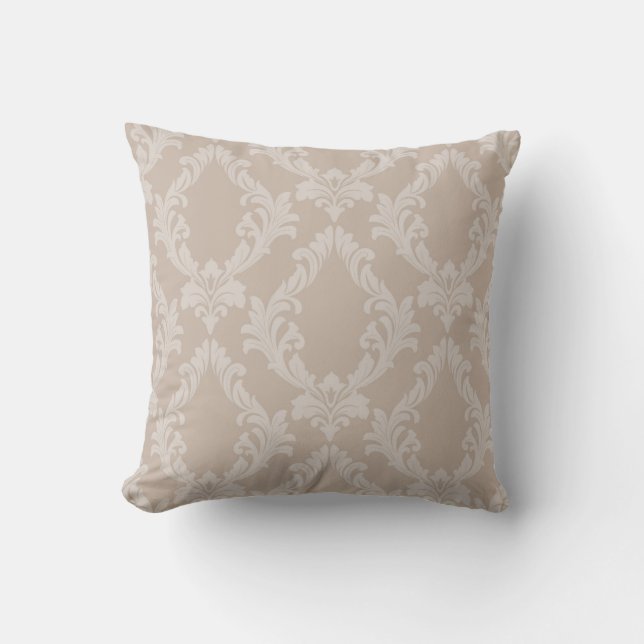 Elegant Taupe-damaskdesign 6-kastkudde Kudde (Framsida)