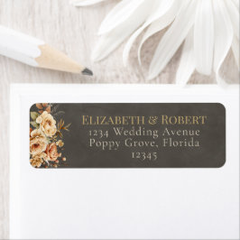 Elegant Taupe Floral Wedding Address Label Returadress Etikett