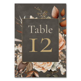Elegant Taupe Floral Wedding Table Number Bordsnummer
