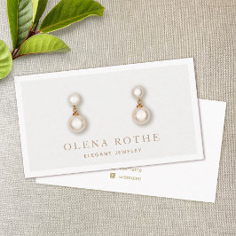 Elegant Taupe Grått Vågrät Stud Earring Visning Visitkort