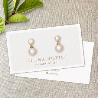 Elegant Taupe Grått Vågrät Stud Earring Visning Visitkort