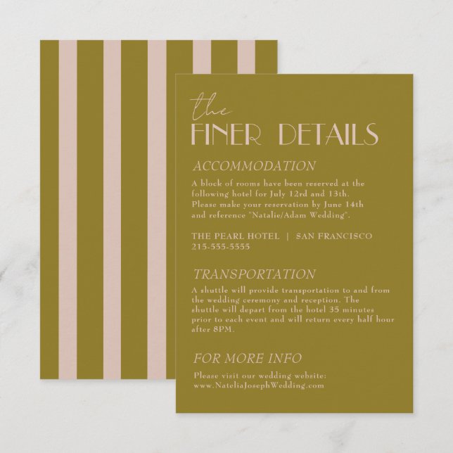 Elegant Taupe Guld Gamla Pengar Bröllopsdetaljer Tilläggskort (Fram/baksida)