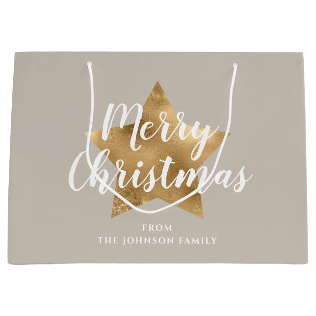 Elegant Taupe Guld Star God jul (Framsidan)