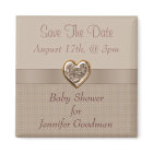 Elegant Taupe Heart Jewel Save Date Baby