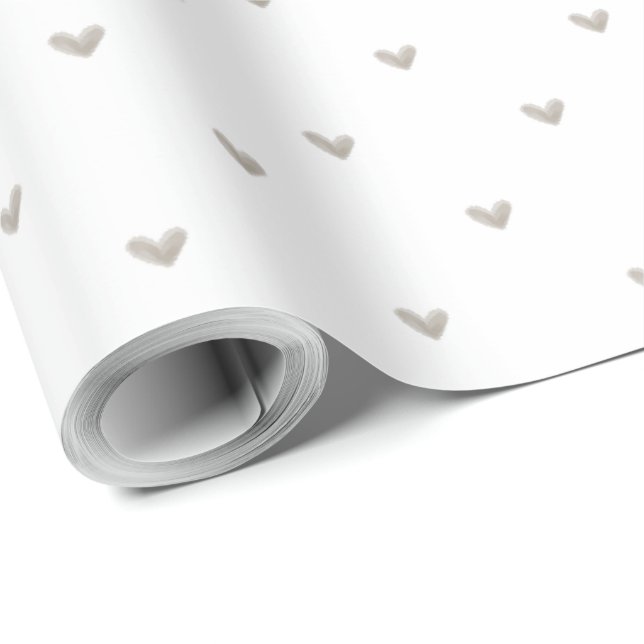 Elegant Taupe Hjärtmönstrad  Presentpapper (Rullad Hörn)