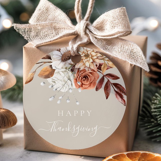 Elegant Taupe Höst löv Happy thanksgiving Gåvor Etiketter (Elegant Taupe Fall Leaves Happy Thanksgiving Favor Tags)