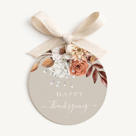 Elegant Taupe Höstblad Glad Thanksgiving Gåvor Etiketter