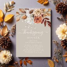 Elegant Taupe Höstblommig Thanksgiving Middag